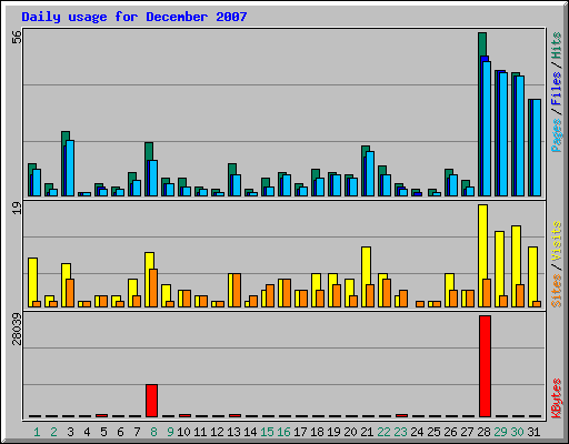 Daily usage for December 2007