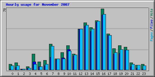 Hourly usage for November 2007